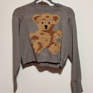 NWT-Hippy Rose- Gray Sweater with Teddy Bear Design